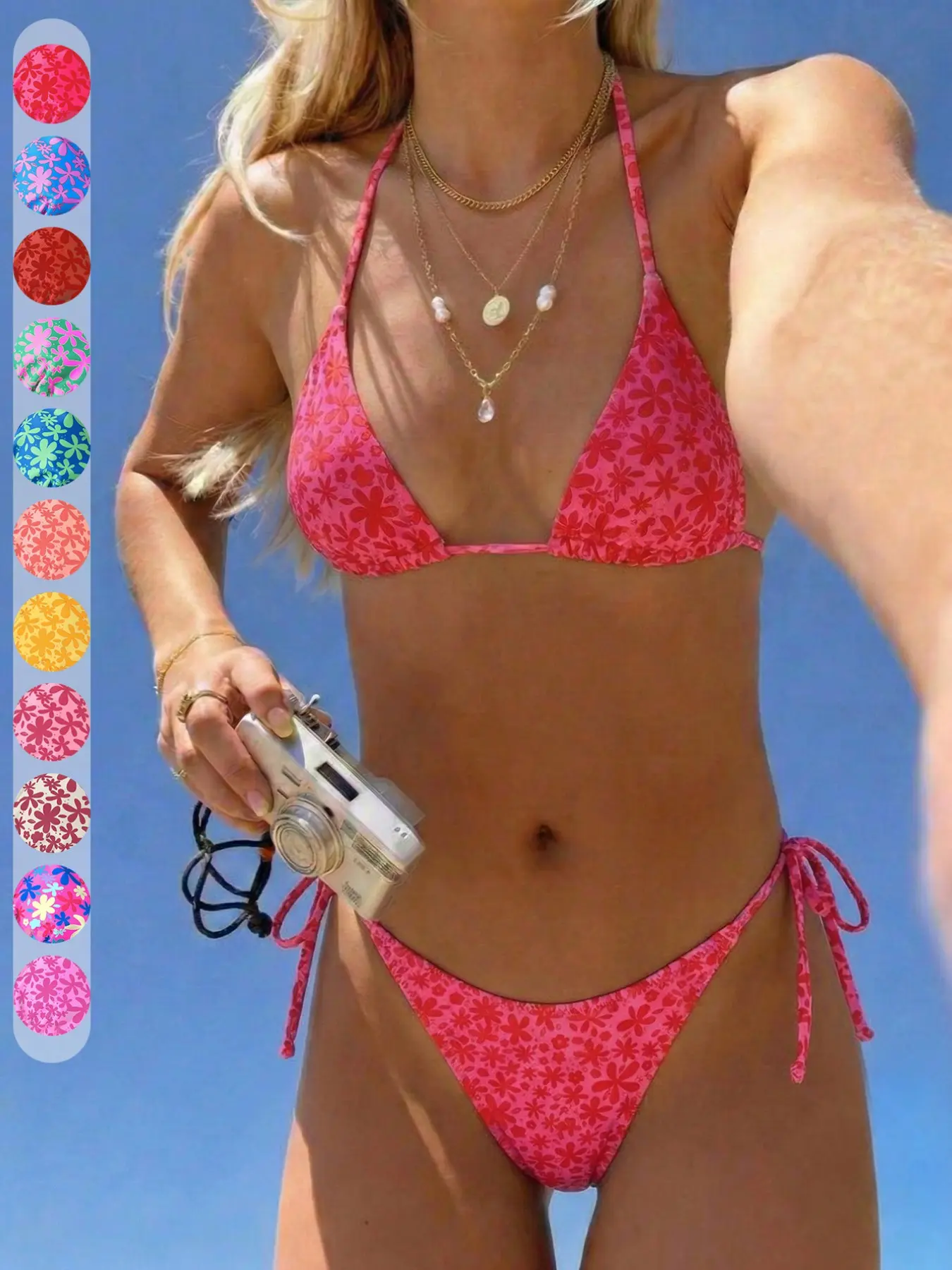 Sexy Floral Print Halter Tie Bikini 2-Piece Swimwear Set for Women Floral Print Bikinis Bikini Sets
