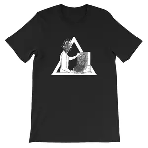 Men's modular synthesizer and analog music technology Graphic T-Shirt - Short Sleeve Crew Neck Regular Fit Casual Wear | Soft & Breathable Fabric, Durable Print, Everyday Comfort, Machine Washable, minimalist line art with surreal elements a humanoid