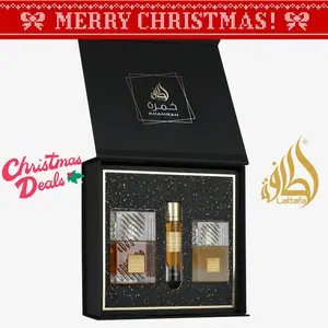 Lattafa Khamrah Fragrance Gift Set - EDP 100ml + Travel Spray 12ml + Hair Mist 50ml