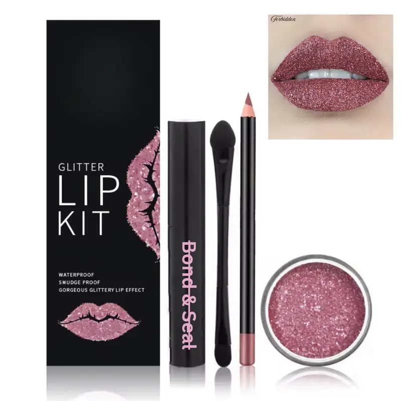 Chulada Glitter Lip Kit 3 oz - Kiss-Proof & Smudge-Proof Shades, Waterproof & Drink-Proof, Cruelty-Free, Versatile Color Range - Gloss, Lipgloss Lipstick Flawless bar lip tint