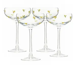 10 Strawberry Street Set of 4 Gold Bow Champagne Coupe Glasses
