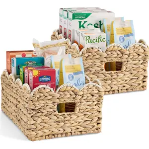 Best Choice Products 16x12 Scalloped Shelf Baskets, Woven Storage Bins, 2 Pack