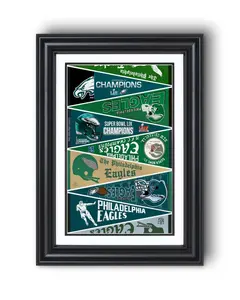 [SALE UP TO 45%] Philadelphia Eagles “vintage Pennants 1950-2025” Collection Print – Classic Football Wall Art_  (Frame not included)