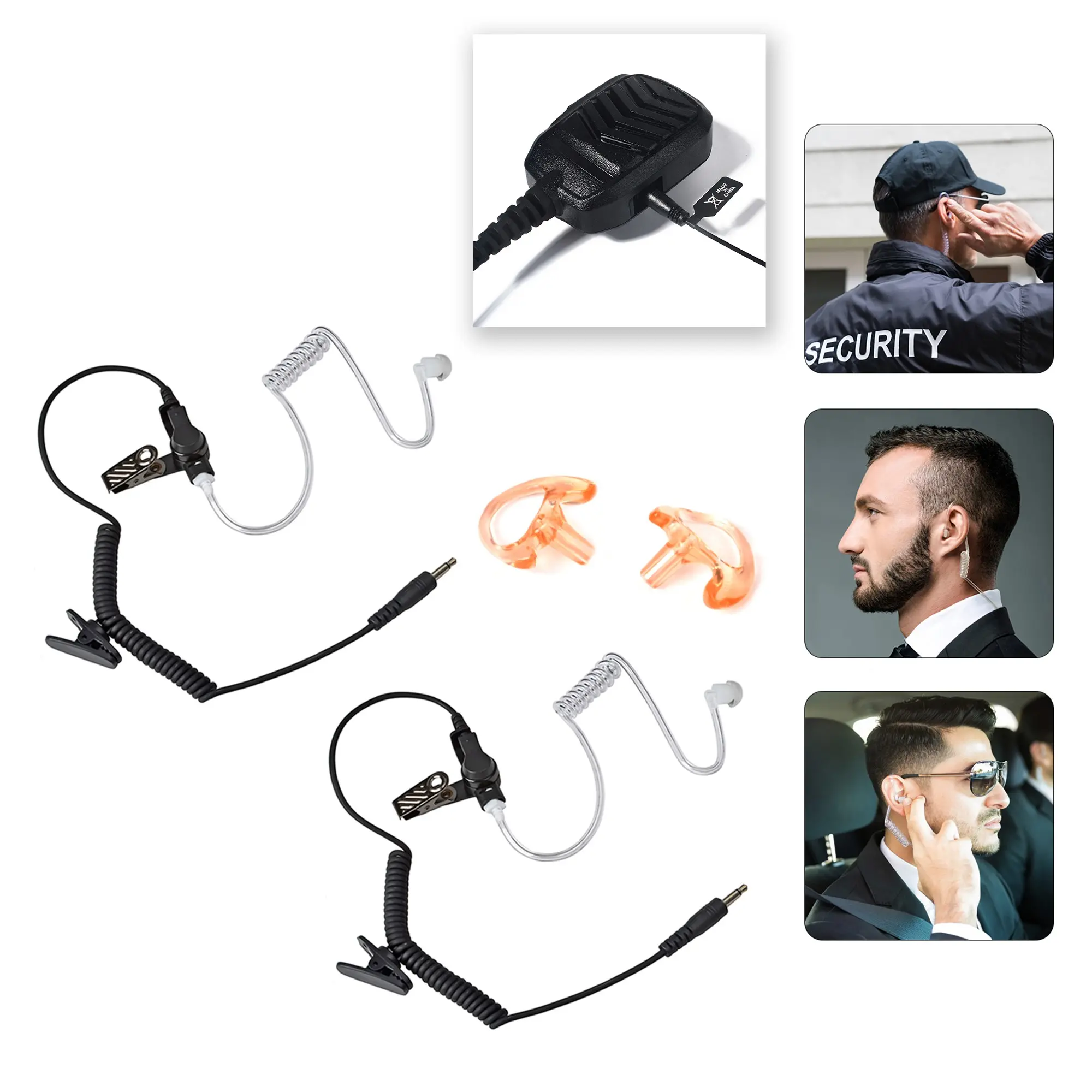 YNIBST 3.5mm Audio Receiver/Listen Only Surveillance Radio Earpiece, Earphones with Acoustic Coil Tube Walkie Talkie Headset for Security, Police Use, Compatible with Two-Way Radios, Transceivers and Radio Speaker Mics Jacks with Medium Earmolds(2 pack)
