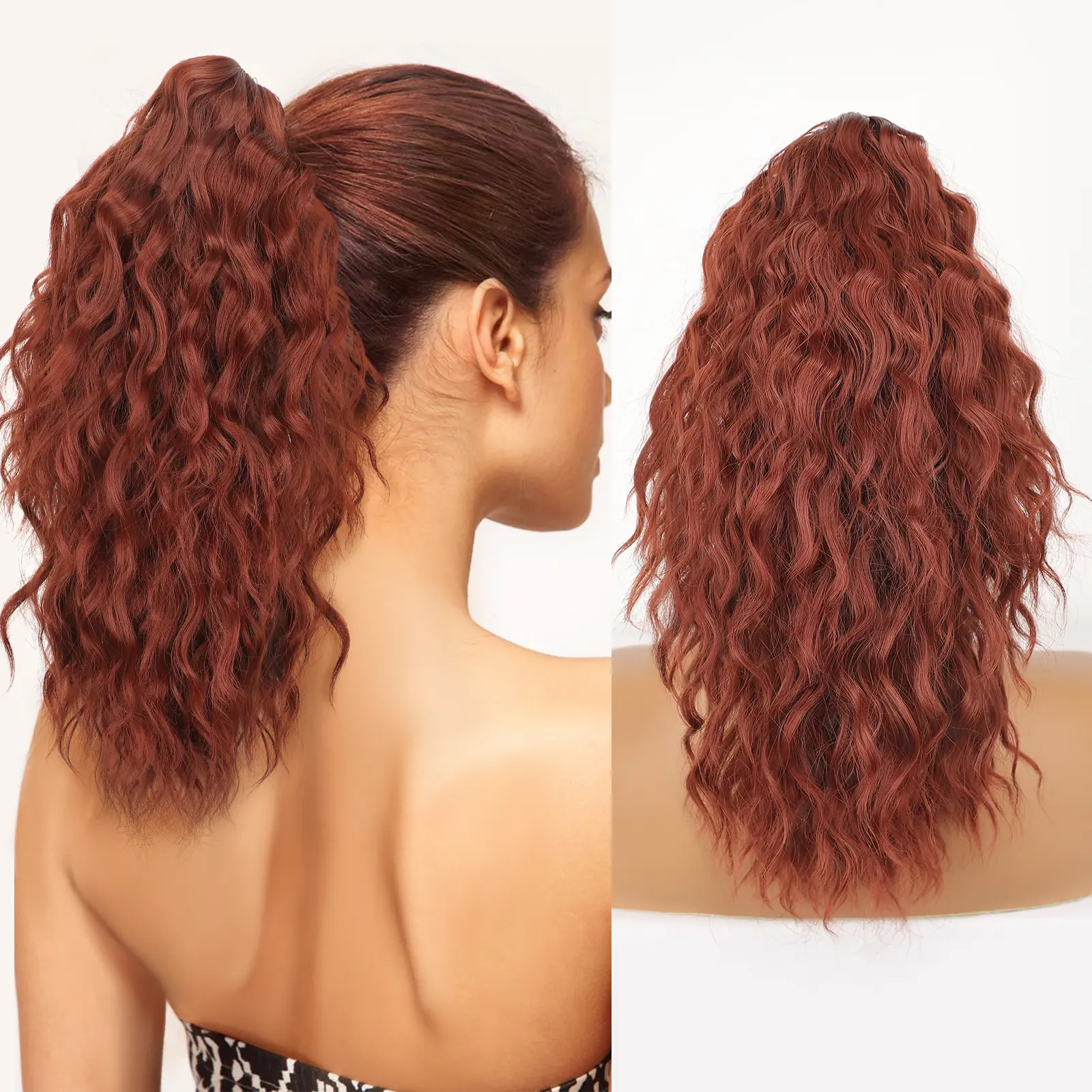 Reddish Orange Claw clip Ponytails-18inch