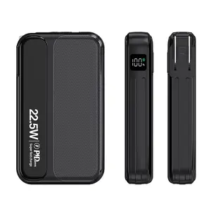 10000mAh Power Bank, 22.5W Fast Charging Portable Charger with Built-in Cables & Foldable AC Plug, Compact Charger for iPhone & Android fathersdaygift