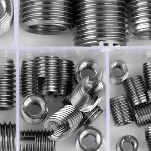 50Pcs Stainless Steel Inner Thread Self Tapping Thread Inserts Set, Thread Reinforce Repair Tool with Storage Case, Sizes M3/M4/M5/M6/M8/M10