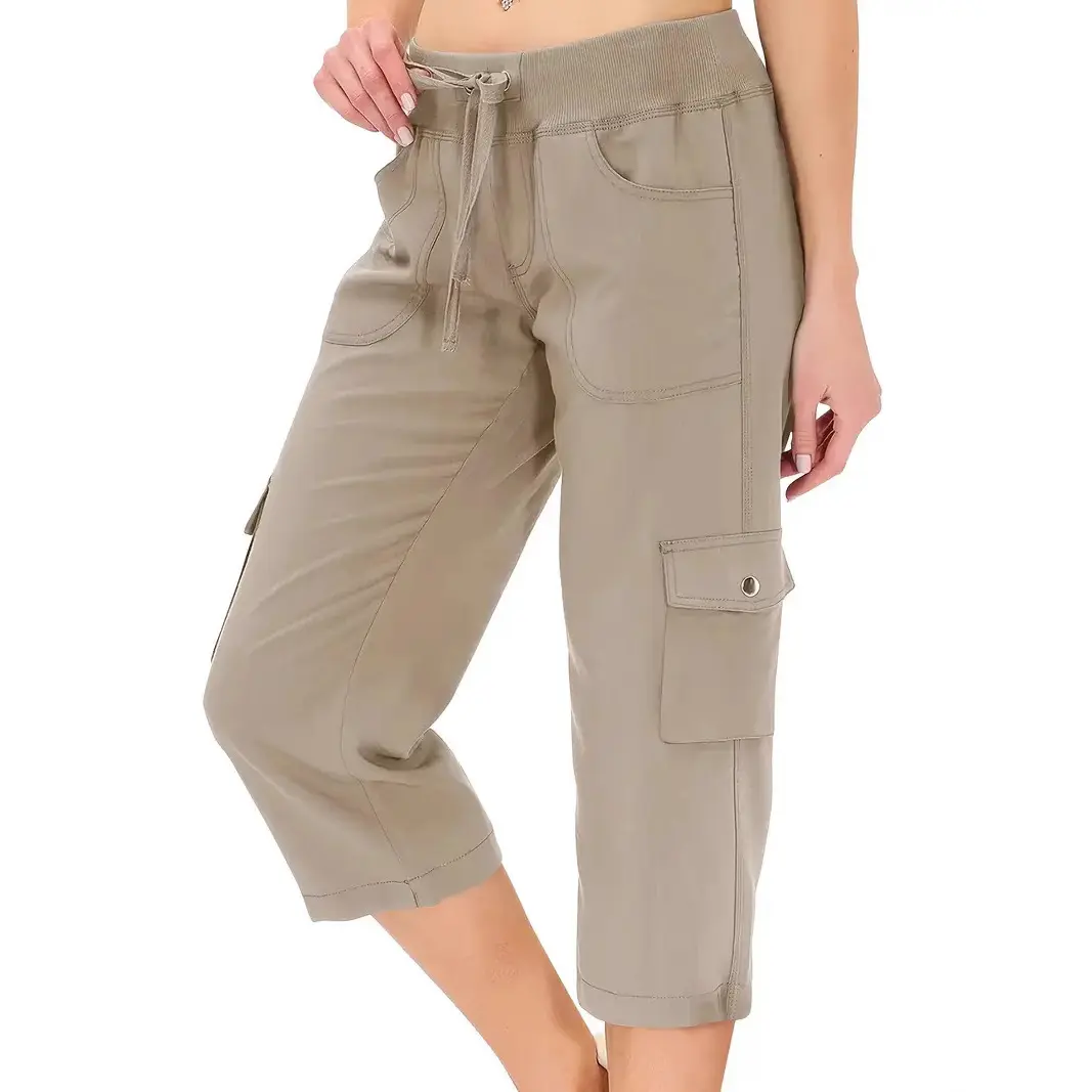 2025 Womens Capris with Pockets Loose Fit Casual Capri Pants Dressy Lightweight Ladies Baggy Cargo Pants for Hiking