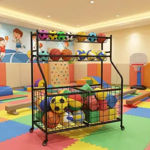 Ball Storage Cart, Sports Equipment Garage Organizer with Wheels for Sports Gear and Toys, Rolling Indoor/Outdoor Storage Cart