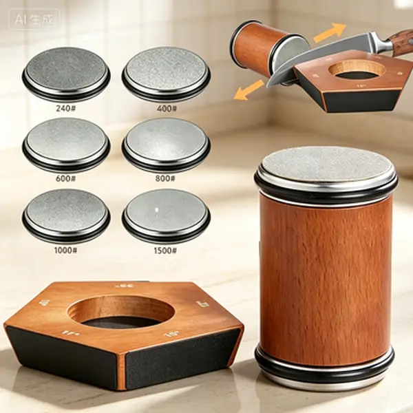 2026 Rolling Knife Sharpener Set (Kitchenware) - Powered by Diamonds,Natural Wood Grips, Magnetic Base, 5-Sided Magnetic Suction/#400+#1000 Grit, 15°-20° Angle Options, No Battery, for High-Carbon Steel Knives, Sushi Prep