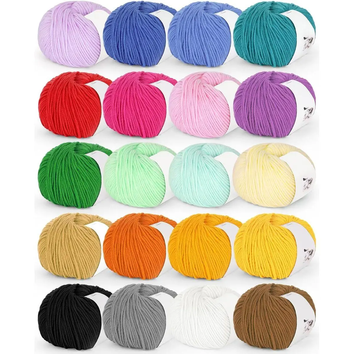 20 Skeins Cotton Yarn for Crocheting-55% Cotton 45% Acrylic-#3 DK (Light)-Super Soft Milk Cotton Yarn-Great Crochet and Knitting Starter Kit for Colorful Craft（Color A）