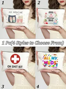 Pill Storage Case - with zipper, 'Medicine Bag' printed, small-capacity first aid kit for outdoor travel and office use, portable pill box, first aid kit and medication container. Camping medical first aid kit, emergency medical set, Vitamin Organizer.