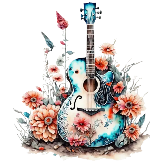 Large 6 INCH Guitar Vinyl Decal Sticker Decor Decorative