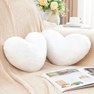 2 count White Heart Pillow,Cute Heart Shaped Pillow Plush Heart Throw Pillow Set for Bed Livingroom Sofa Home Decor Girls Women Valentine (mini-12.9"x9.8")