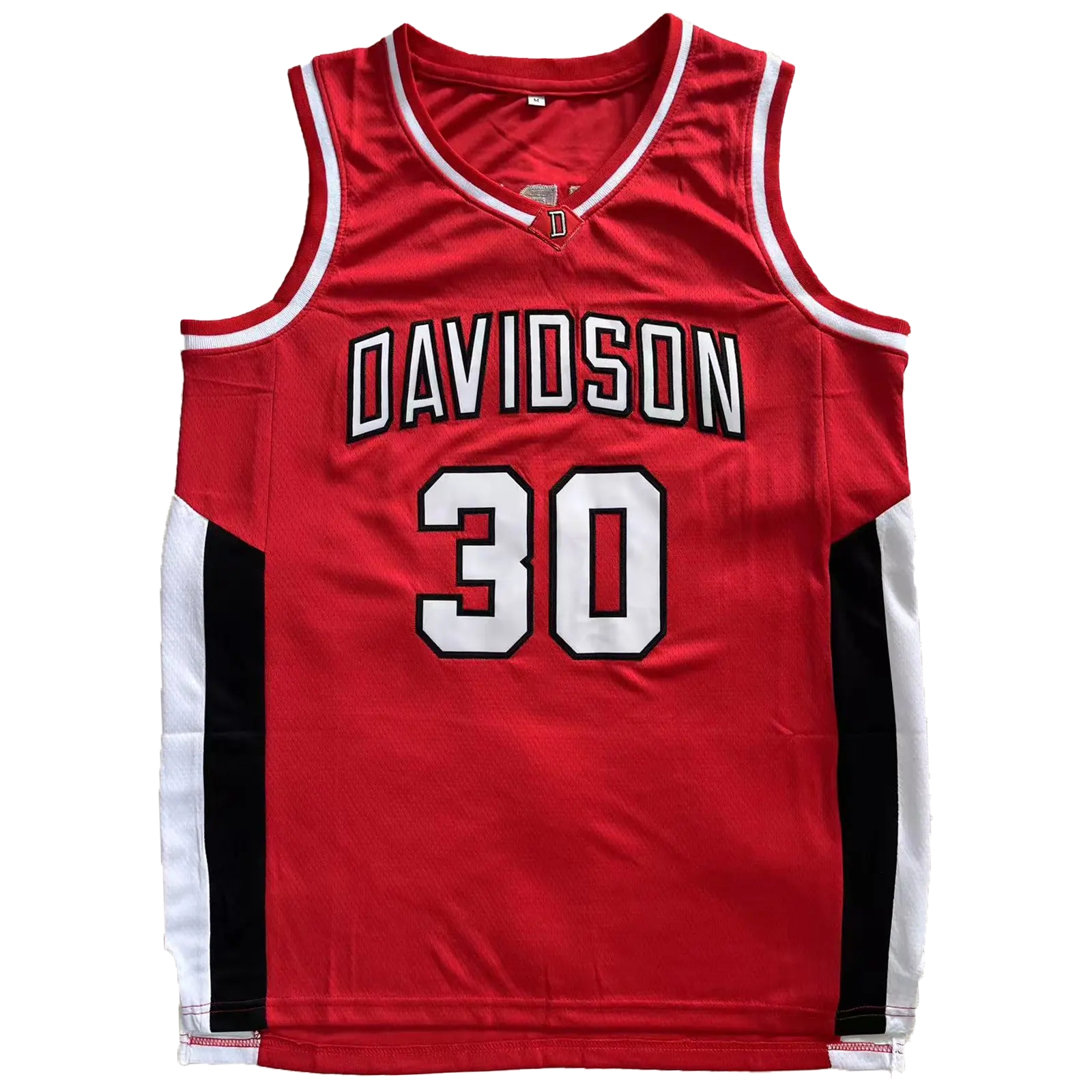Davidson College Men's Stylish Curry Basketball Jersey Top - Red, Stitched Number 30 Professional Sports Clothes, Outdoor Sports Apparel, Outdoor Sports Top
