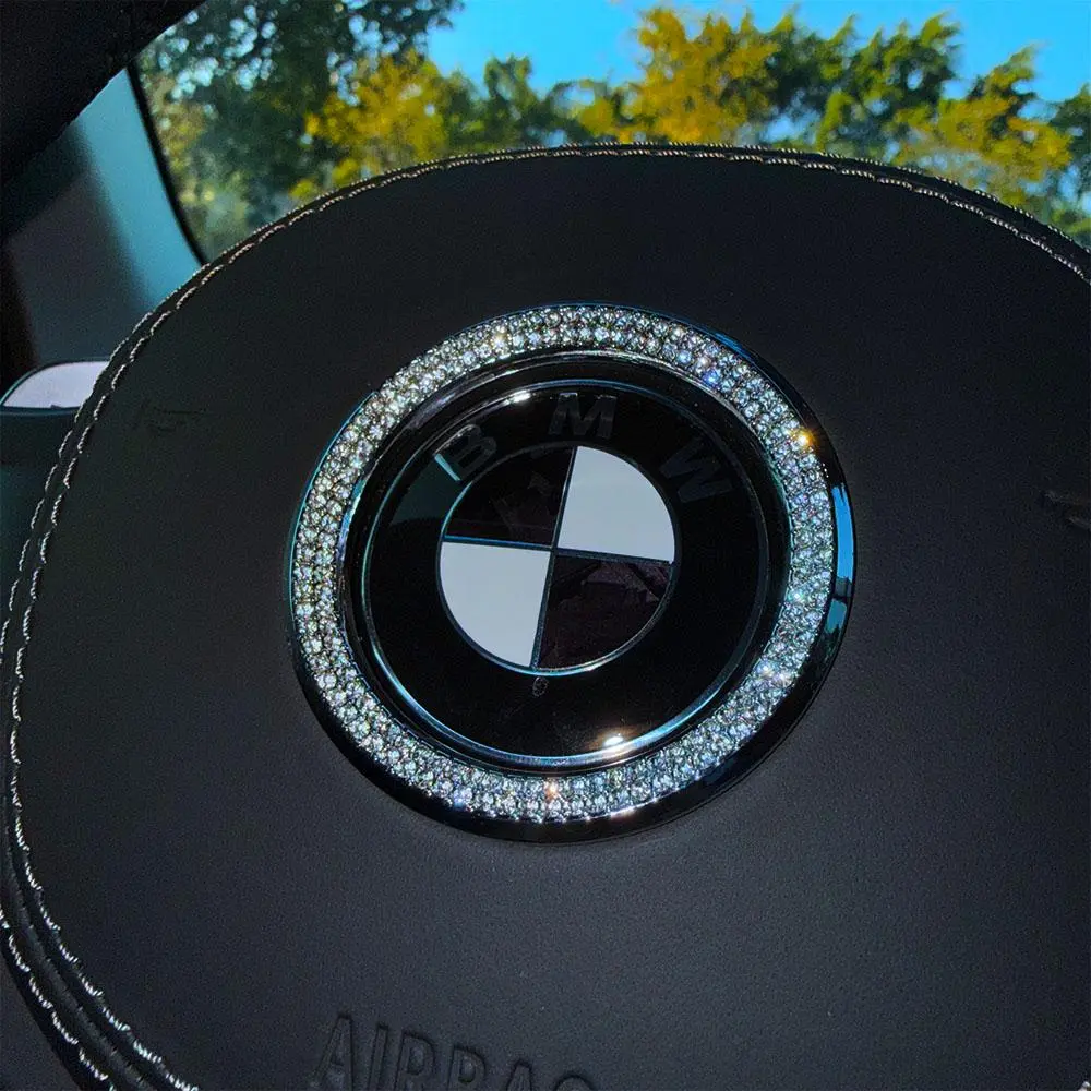 Luxury Diamond Steering Wheel Logo Decal for BMW - Car Interior Decorative Sticker, Automotive Decoration, Badge Modification Accessory