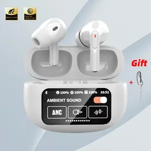 Wireless Active Noise Cancellation Earbuds, BT5.4 Touch Screen Headphones, Premium Sound Long Distance Connection Headset with Charging Case, Light-Weight Earbuds Built-in Microphone, Gifts
