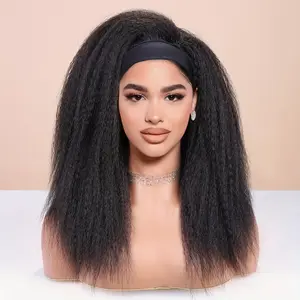 Kinky Straight Headband Wig For Women Yaki Wigs With Black Afro