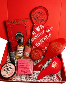 10-Piece 360 Wave Kit for Defined Waves, Red Rebels Grooming Set with 3 Brushes, Durag, Patch & Strawberry Shortcake Scented Hair Care Essentials
