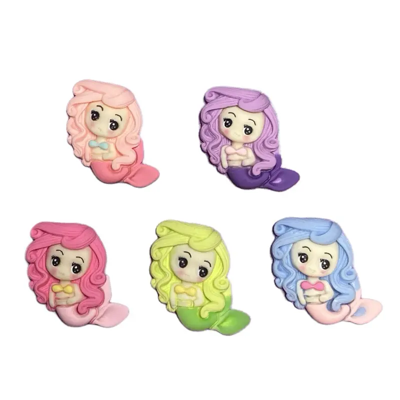 Set of Five Mermaid Charms Kawaii Slime Charms Resin Cabochon Junk Charm