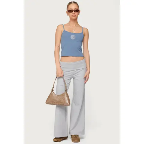 Petite Wide Leg Foldover Pants