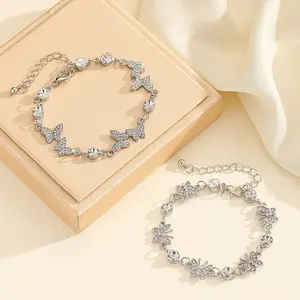LunaStdla Adjustable Butterfly Bracelet - Dainty Charm Bracelet, Animal Butterfly Design, Sparkly & Cute Perfect for Summer Daily Outfits, Perfect Gift Choice for Women Girls