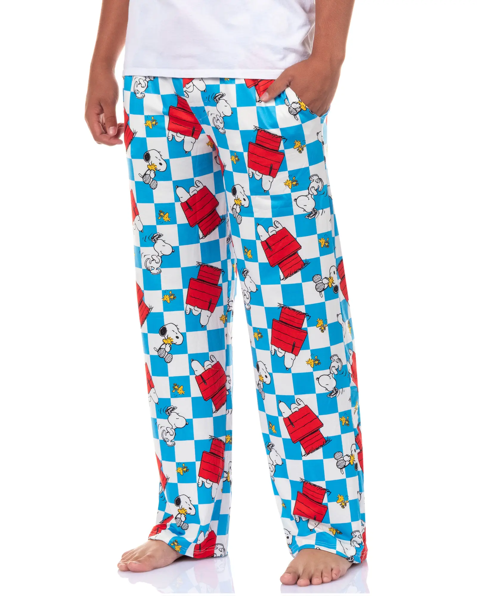 Peanuts Pajamas Men's Snoopy Woodstock Doghouse Checker Pajama Pants, Fabric, Nightwear