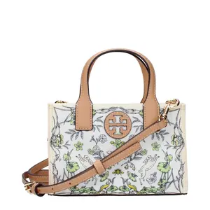 Tory Burch Canvas Crossbody Bag with Zipper Closure for Women in Beige