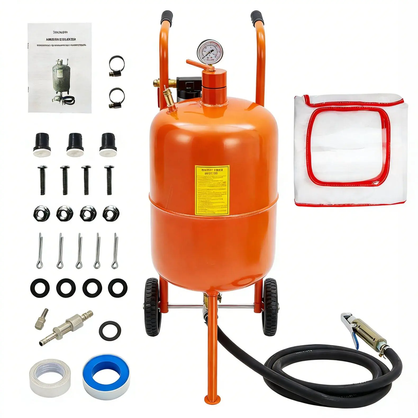 Sand Blasting Machine, 10 Gallon Portable Abrasive Blaster with 125 PSI & Oil-Water Separator, Includes 4 Ceramic Nozzles for Rust, Paint, Stain Removal