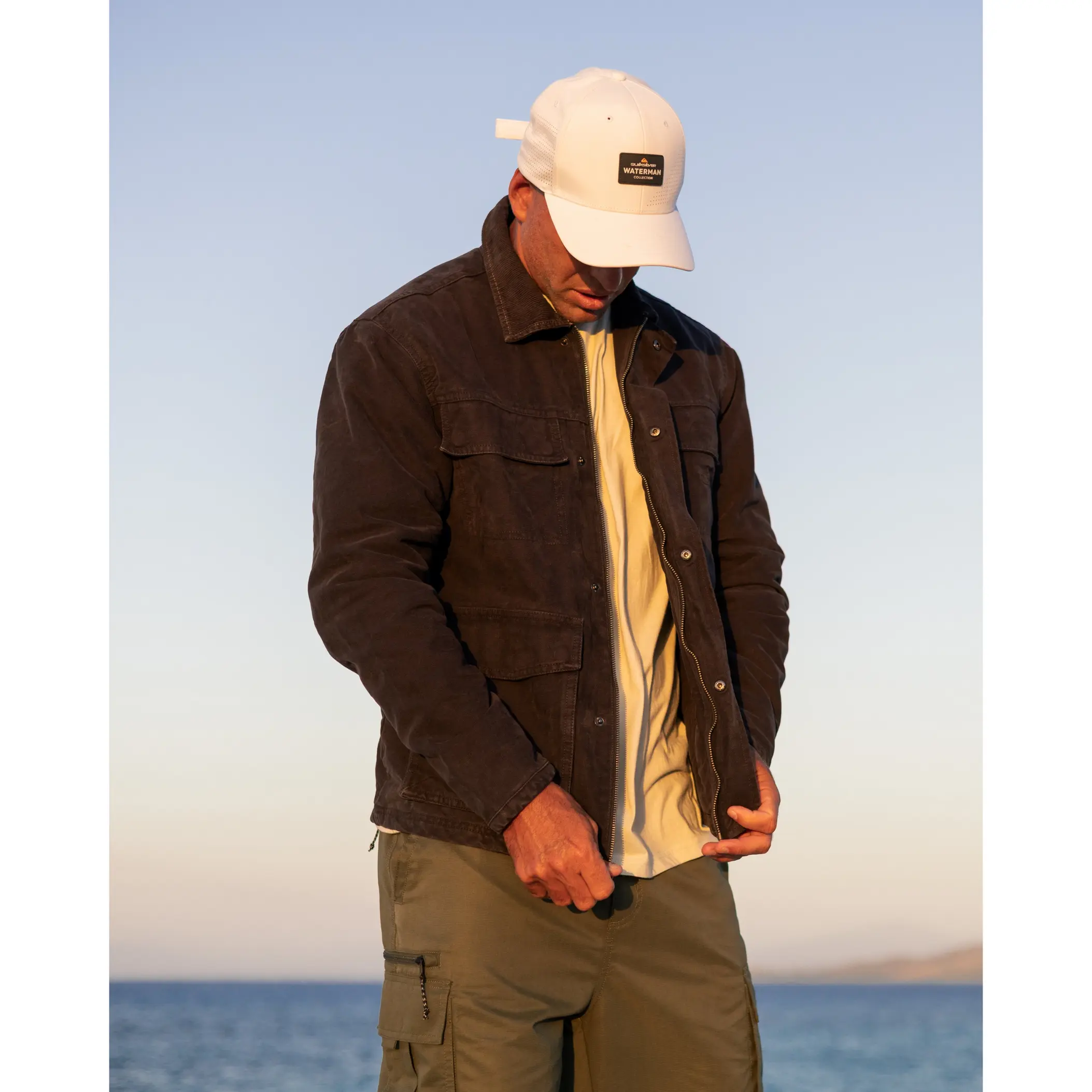Quiksilver | Waterman Refugio Jacket | Men's Pigment-Dyed Soft Hand Feel | Everyday Wear & Casual Streetwear