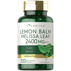 Carlyle Lemon Balm Capsules | 200 Count | Non-GMO and Gluten Free Formula | Melissa Leaf Traditional Herbal Supplement | Super Concentrated Extract