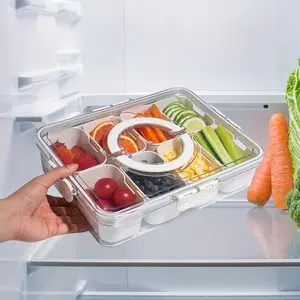 Snale Box Food Container with Lid and Handle, Portable Snack Tray, Transparent Candy Fruit Nut Snack Organizer, Clear Food Storage, Perfect for Parties and Entertainment