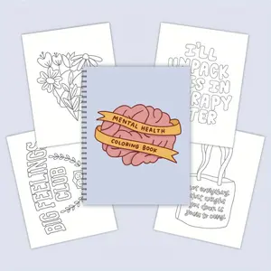 Mental Health Coloring Book for Adults - Stress Relief & Mindfulness Art Therapy Pages, Relaxing Floral & Pattern Designs for Anxiety Relief, Creative Self-Care Gift for Women & Men