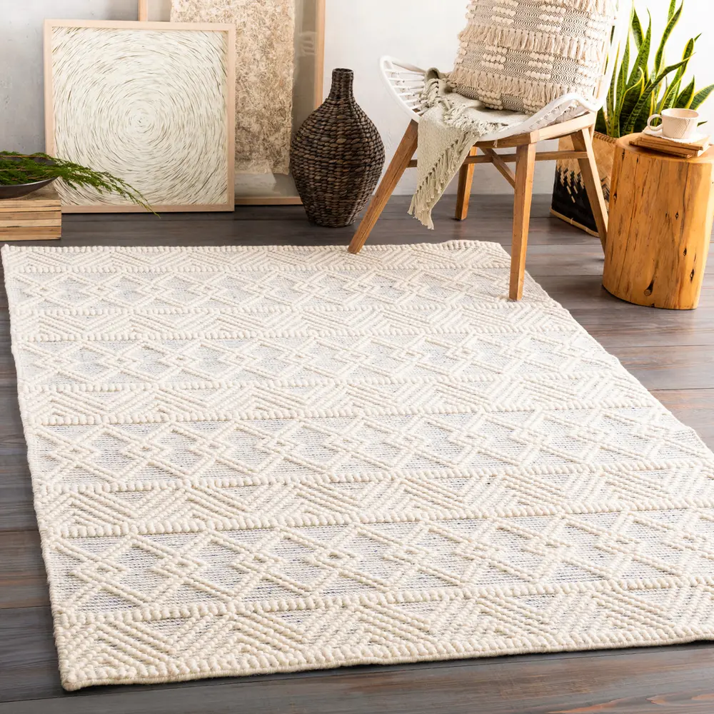 Livabliss HYG2306-23 2 x 3 ft. Hygge Hand Woven Rug, Dark Blue & White