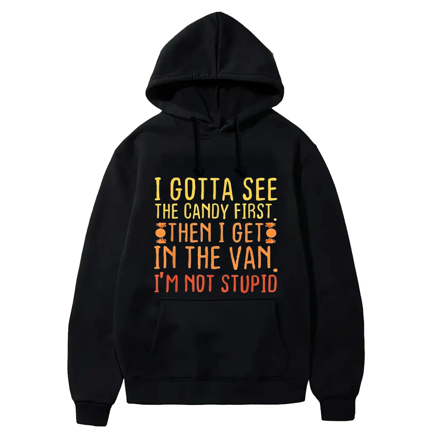 Comfort Cotton Short Sleeve Hoodie Sweatshirt I Gotta See The Candy First Creepy Adult Hoodie Sweatshirt