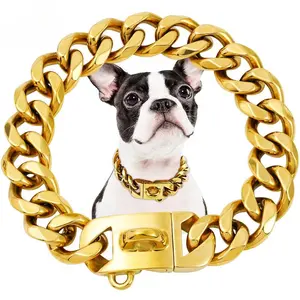 12 Inch Big Gold Dog Chain Stainless Steel Collar, Durable Dog Collar, Large Dog Titanium Steel Collar, Pet Supplies for Dogs