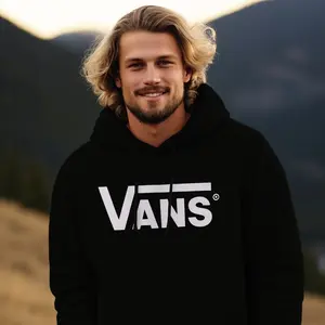 Vans Classic Logo Hoodie in Vibrant Red,Black and Grey - Unisex Fit for Everyday Wear