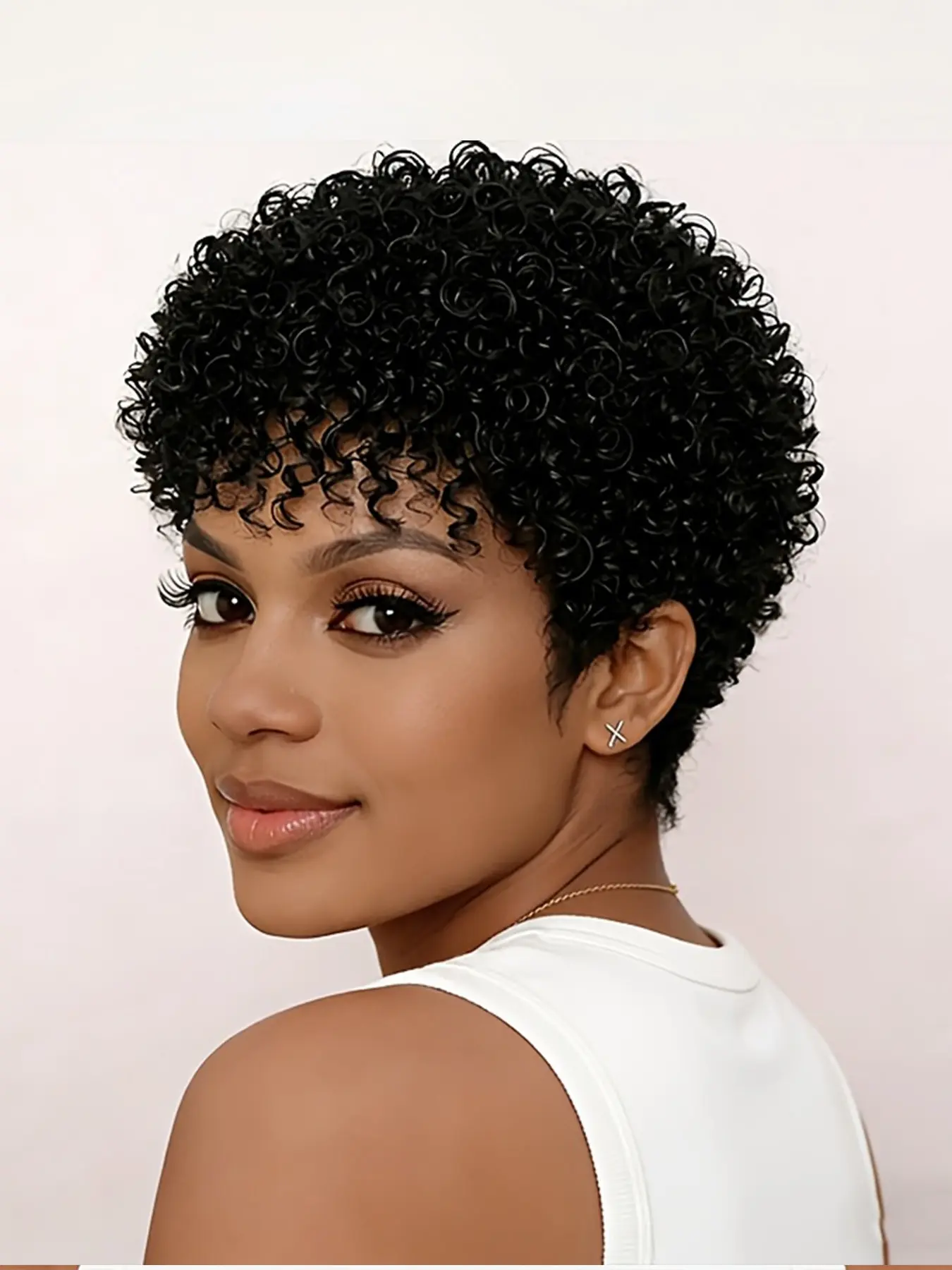 180% Density 6inch Women's Afro Kinky Curly Pixie Cut Wig, Glueless Rose Net Cap, Perfect for Daily Wear, Carnival, Holidays, Pixie Wigs