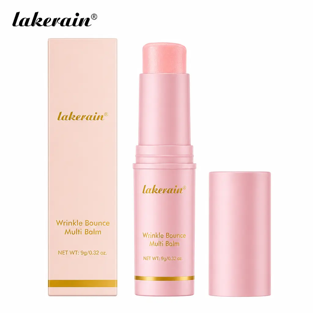Lakerain Pink Collagen Volume Multi Balm - Korean Skincare Alcohol-Free Anti-Aging Solid Stick, Nourish, Boost Moisture, Smooth Fine Lines, Travel Size, For Face Lips, 24 Months Shelf Life, Hydrate Frizzy Hair & Dry Hands