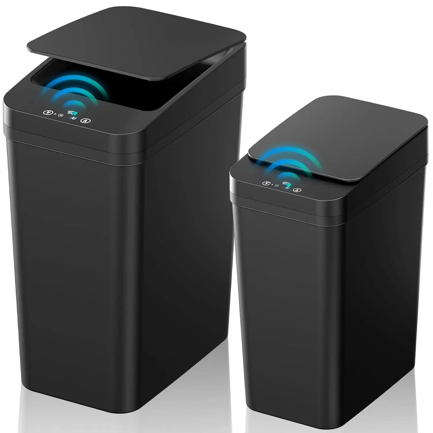 9L+15L Hands-Free Motion Sensor Trash Can - Slim, Waterproof Smart Bin, Touch-Activated Waste Container for Camping, Indoor Use (Black)