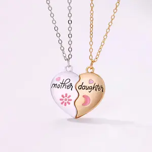 2-Piece Magnetic Heart Mom and Daughter & Son Necklace Set – Personalized Mother’s Day Gift, Daily Matching Family Jewelry