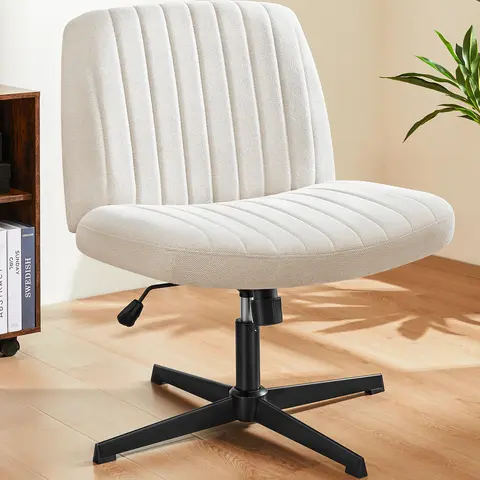 FurniChic Haven Criss Cross Ergonomic Adjustable Cross Legged Office Chair - Armless, Metal Frame Base, 360° Swivel Spin, 26" Wide Sit, Seat Height Adj. 15.94-19.69in, for Home Office (No Fire Safety Label)