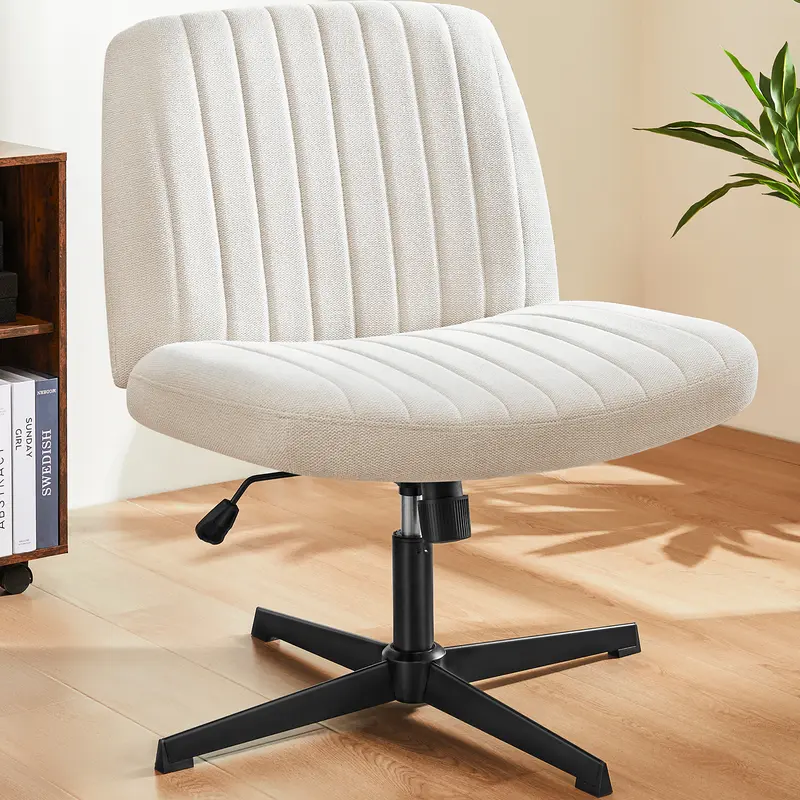 FurniChic Haven Criss Cross Ergonomic Adjustable Cross Legged Office Chair - Armless, Metal Frame Base, 360° Swivel Spin, 26" Wide Sit, Seat Height Adj. 15.94-19.69in, for Home Office (No Fire Safety Label)