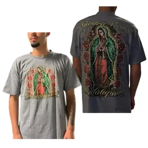 Gildan Print Virgencita with Roses Unisex 2-Sides T-Shirt, Print on Front and Back of Tee, Virgencita Graphic 2-Sides Sweatshirt, Casual Unisex Hoodie, Gift for Men Women