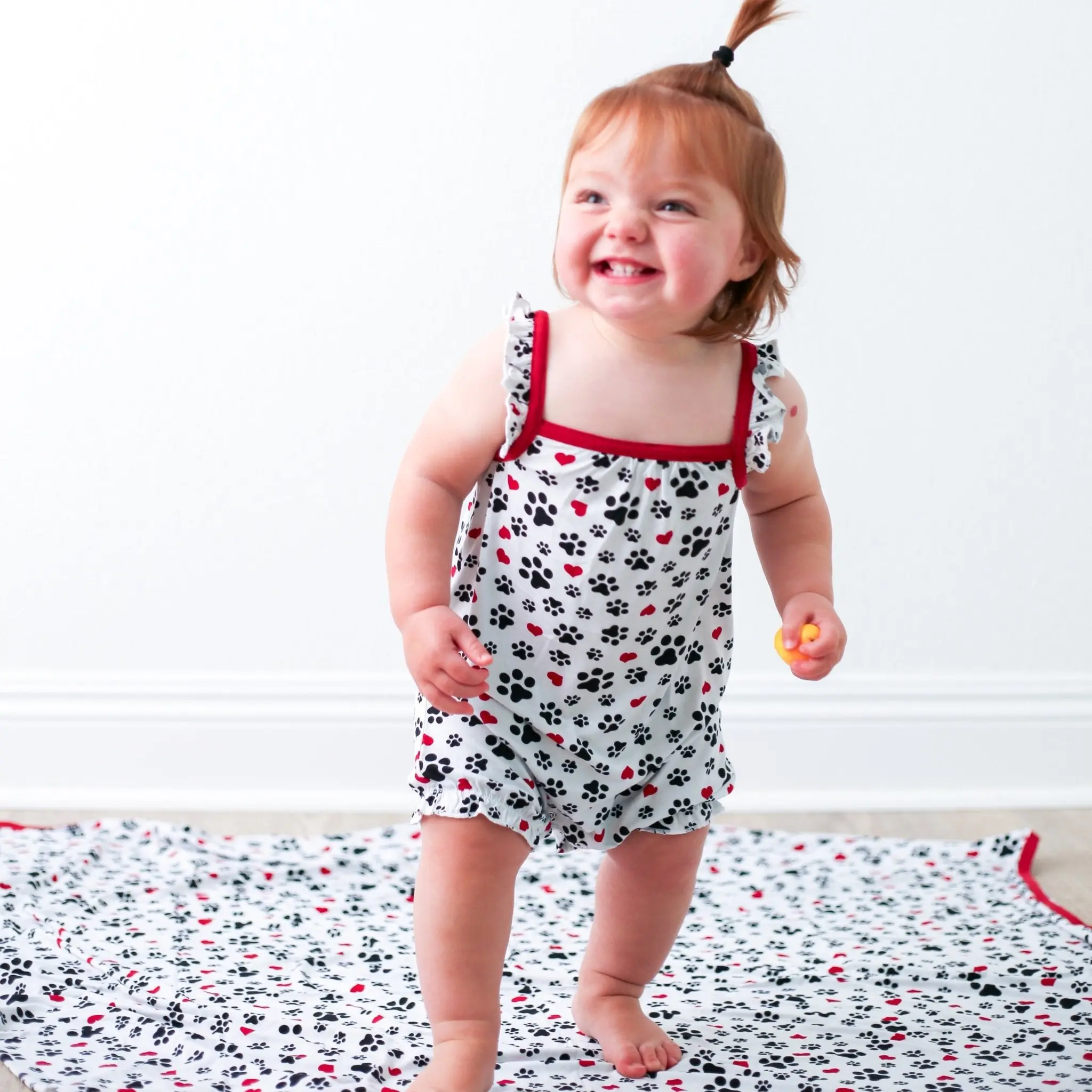 Bestaroo LovePup Groovy Floral Bubble Romper, Super Soft Bamboo Blend, Flutter Sleeves, Snap-Leg Diaper Access, Summer Baby Outfit