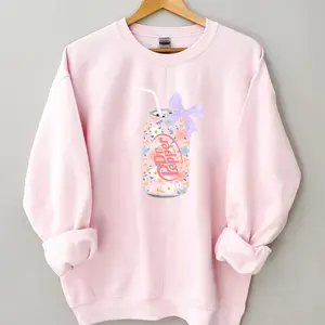 Dr Pepper Sweatshirt, Dr Pepper Gift, Floral Dr Pepper Sweatshirt, Dr Pepper Bow Crewneck, Dr Pepper Cute Baby Pink Bow Shirt, Floral Dr Pepper Sweatshirt,Y2k Crewneck, Cute Baby Pink Bow Tee, Trendy Soda Can With Roses Womenswear Hoodie Tops Underwear