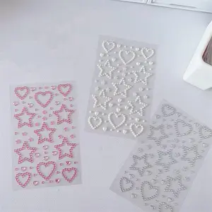 Rhinestone Heart & Star Shaped Sticker Sheets (3 Counts), Self Adhesive Decorative Sticker, DIY Decals for Scrapbooking, Journaling, Gift Wrapping, Art Stickers