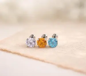 Helix/Tragus/Cartilage/Conch Flat Back Earrings, Nose Stud, conch piercing, women earrings, gold plated earrings, Titanium earrings, 16G/18G earrings