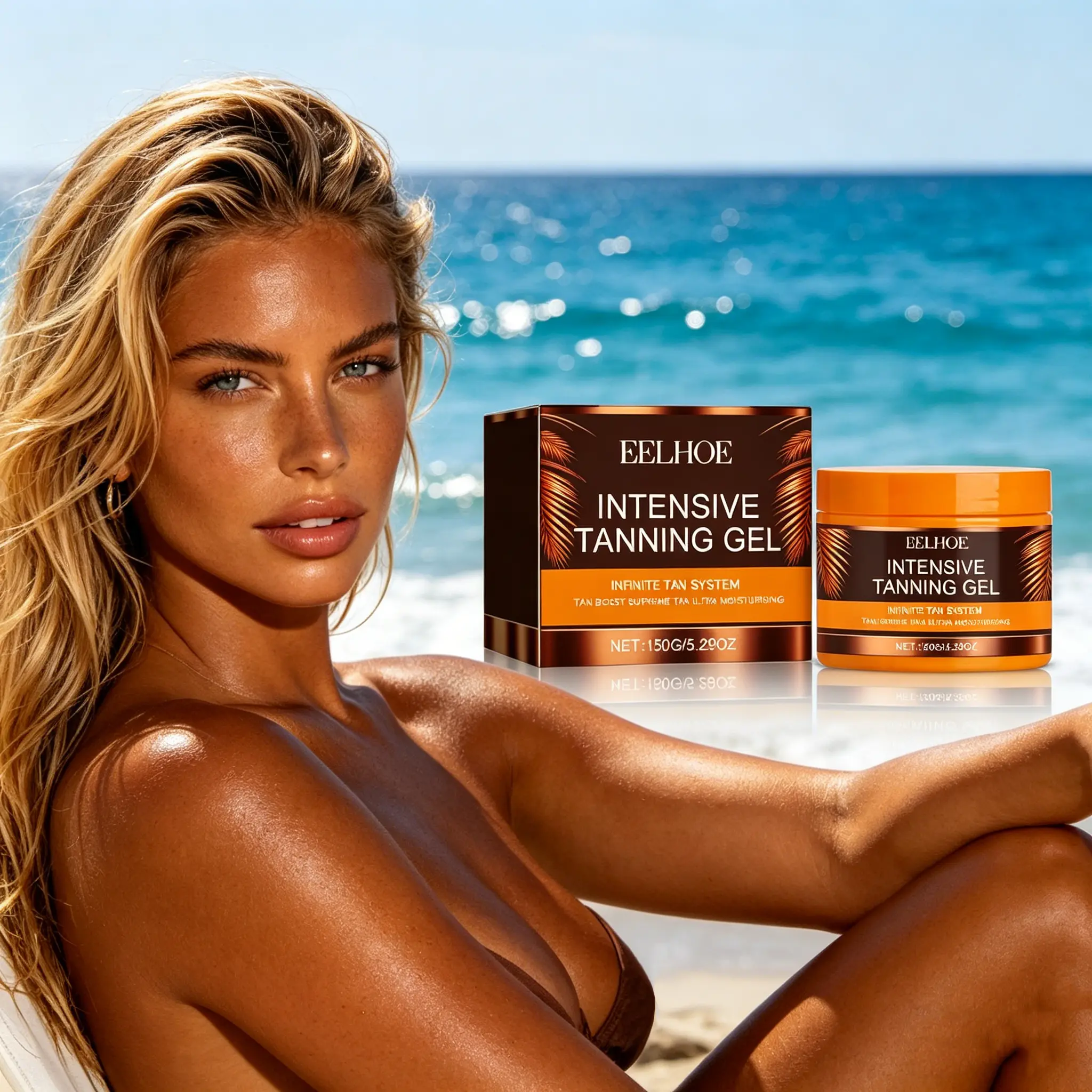 Melanin Boost Pro Tanning Accelerator Gel - Natural Bronze, Revitalizing, Silky Glide, Dermal Melanin Circulation Balance, All Skin Types Body Care Moisturizer Cream for Tanning Repair