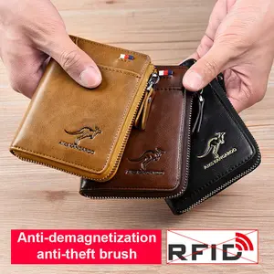 Mens Leather Wallet Credit Card ID Holder Zipper Purse Waterproof